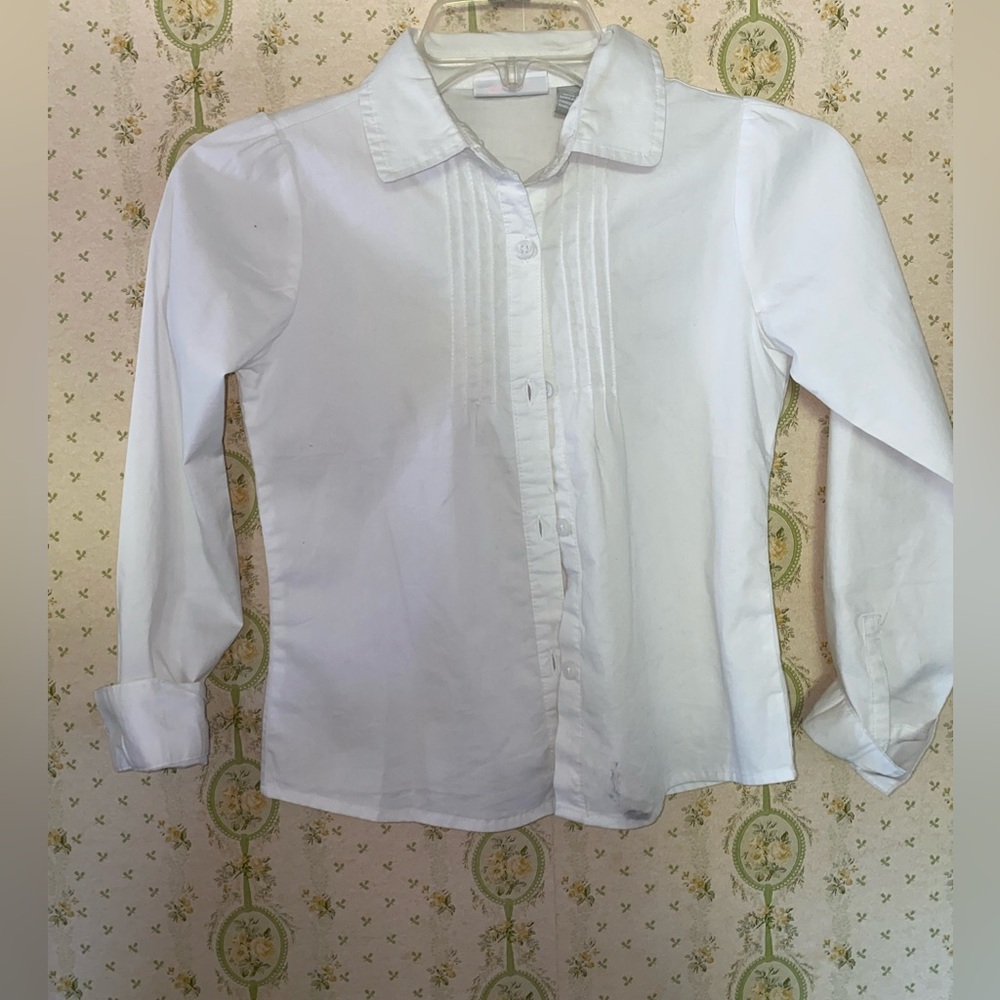Girls uniform long sleeve white button up